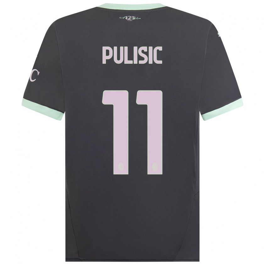 Kandiny Niño Camiseta Christian Pulisic #11 Gris Equipación Tercera 2024/25 La Camisa Chile