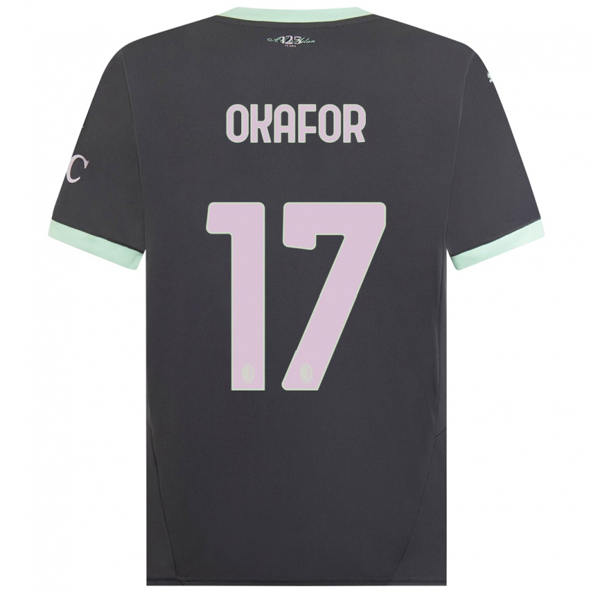 Kandiny Niño Camiseta Noah Okafor #17 Gris Equipación Tercera 2024/25 La Camisa Chile