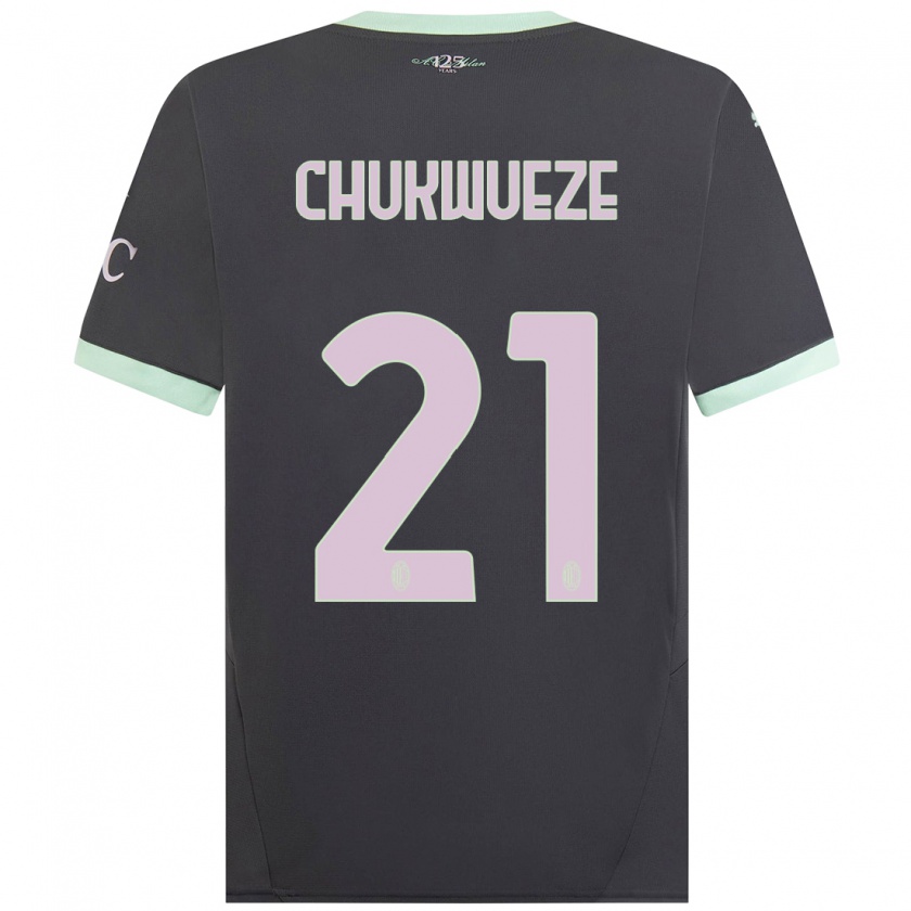 Kandiny Niño Camiseta Samuel Chukwueze #21 Gris Equipación Tercera 2024/25 La Camisa Chile