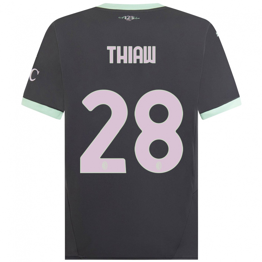 Kandiny Niño Camiseta Malick Thiaw #28 Gris Equipación Tercera 2024/25 La Camisa Chile