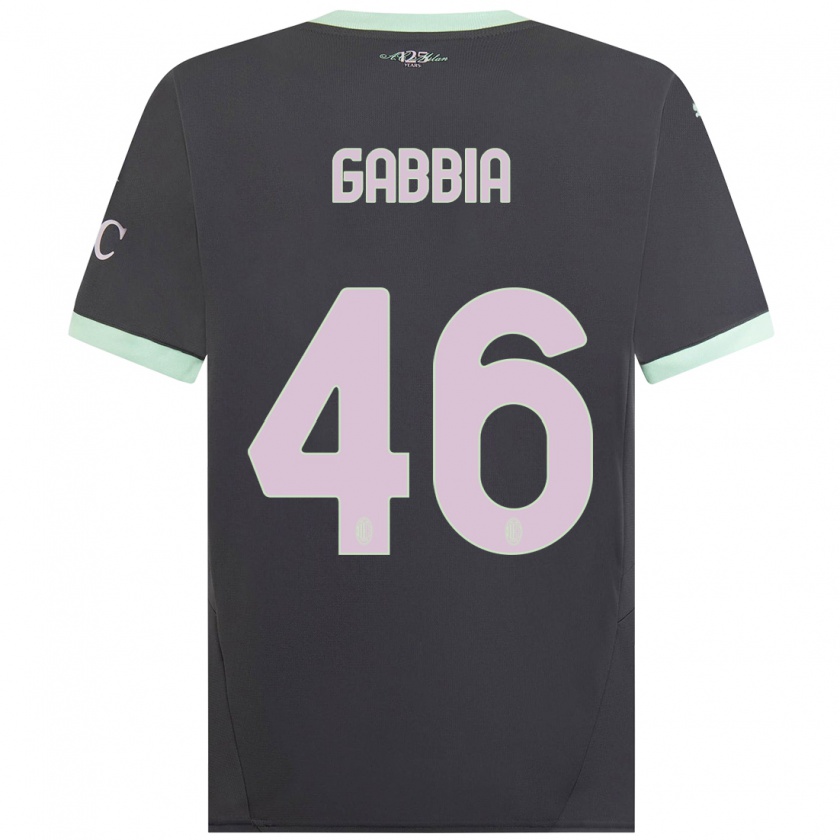 Kandiny Niño Camiseta Matteo Gabbia #46 Gris Equipación Tercera 2024/25 La Camisa Chile