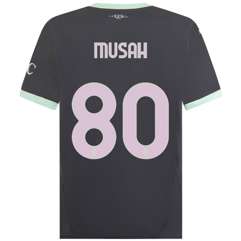 Kandiny Niño Camiseta Yunus Musah #80 Gris Equipación Tercera 2024/25 La Camisa Chile