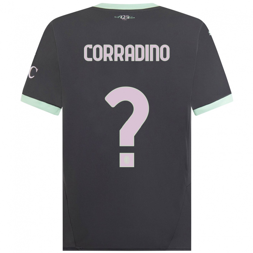 Kandiny Niño Camiseta Riccardo Corradino #0 Gris Equipación Tercera 2024/25 La Camisa Chile