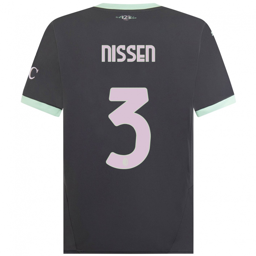 Kandiny Niño Camiseta Fredrik Nissen #3 Gris Equipación Tercera 2024/25 La Camisa Chile