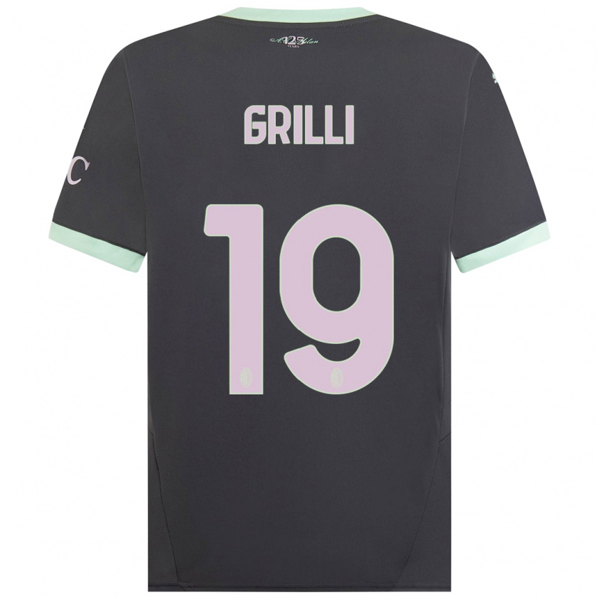 Kandiny Niño Camiseta Lorenzo Grilli #19 Gris Equipación Tercera 2024/25 La Camisa Chile