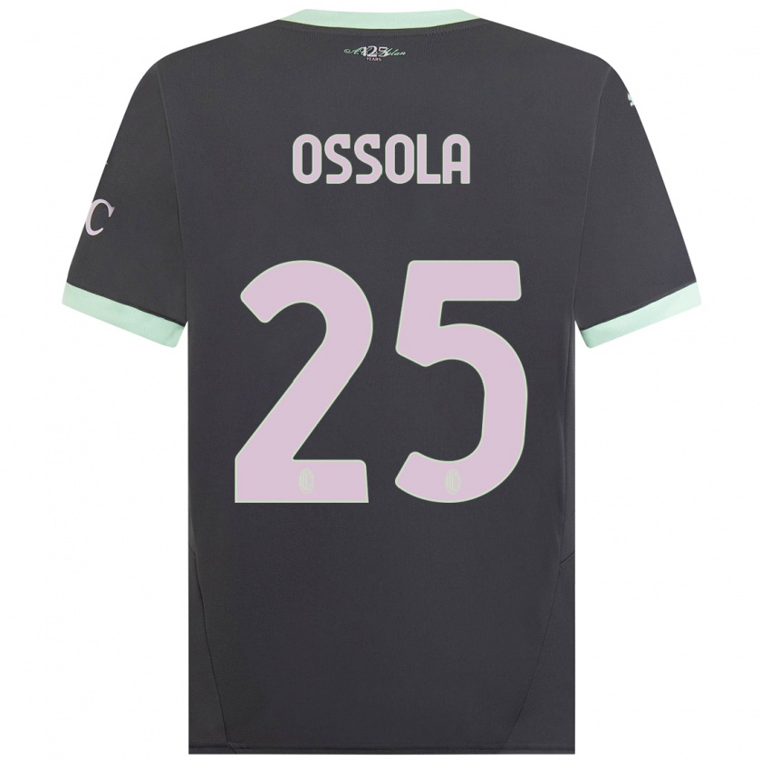 Kandiny Niño Camiseta Lorenzo Ossola #25 Gris Equipación Tercera 2024/25 La Camisa Chile