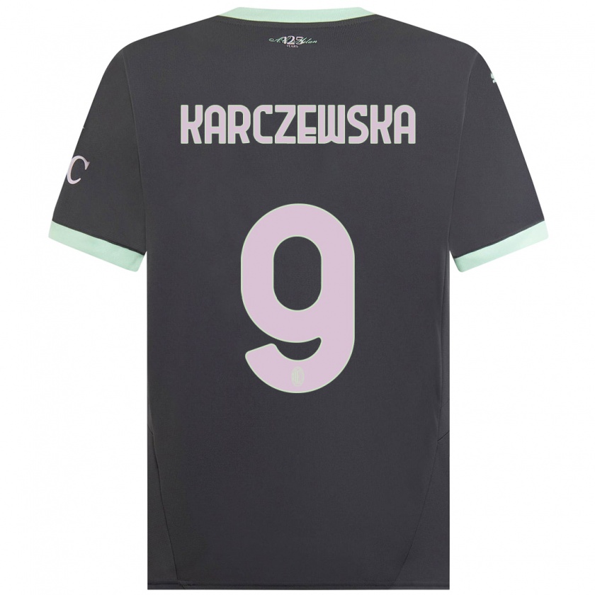 Kandiny Niño Camiseta Nikola Karczewska #9 Gris Equipación Tercera 2024/25 La Camisa Chile