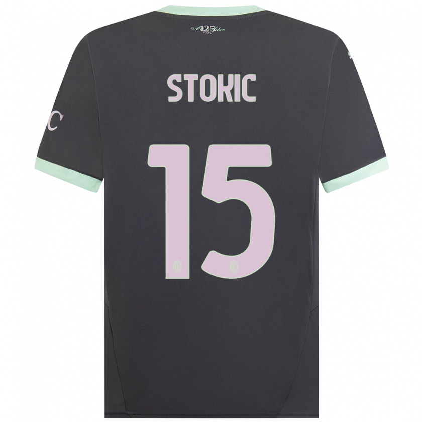 Kandiny Niño Camiseta Sara Stokić #15 Gris Equipación Tercera 2024/25 La Camisa Chile