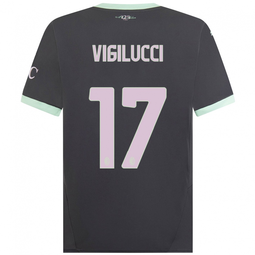 Kandiny Niño Camiseta Valery Vigilucci #17 Gris Equipación Tercera 2024/25 La Camisa Chile