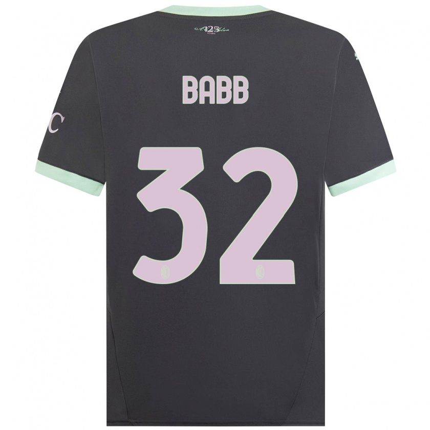 Kandiny Niño Camiseta Selena Babb #32 Gris Equipación Tercera 2024/25 La Camisa Chile