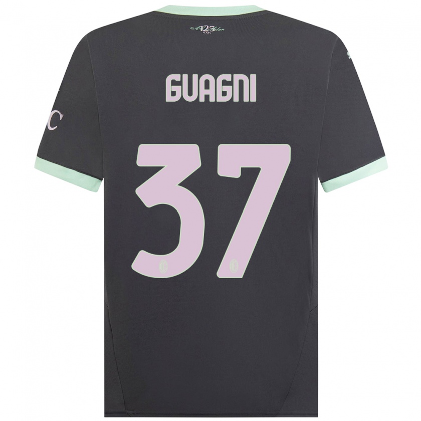 Kandiny Niño Camiseta Alia Guagni #37 Gris Equipación Tercera 2024/25 La Camisa Chile