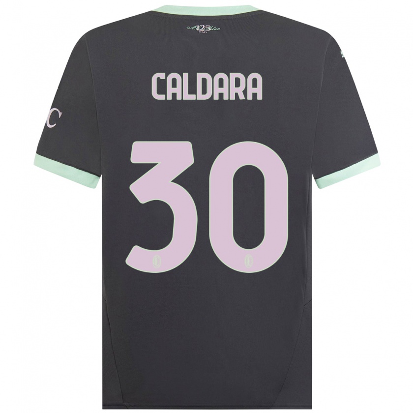 Kandiny Niño Camiseta Mattia Caldara #30 Gris Equipación Tercera 2024/25 La Camisa Chile