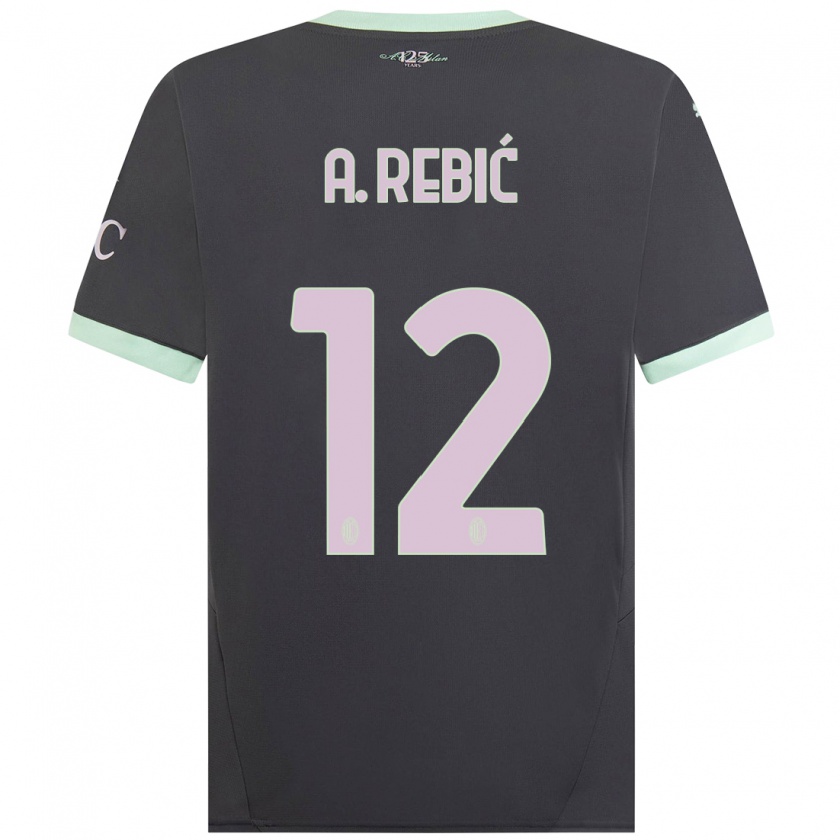 Kandiny Niño Camiseta Ante Rebic #12 Gris Equipación Tercera 2024/25 La Camisa Chile