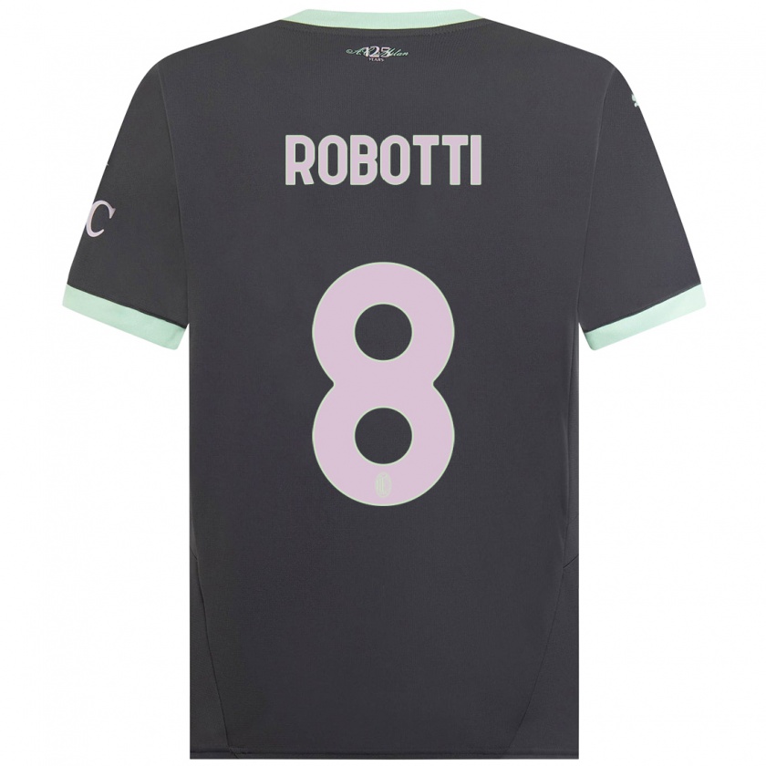 Kandiny Niño Camiseta Giovanni Robotti #8 Gris Equipación Tercera 2024/25 La Camisa Chile