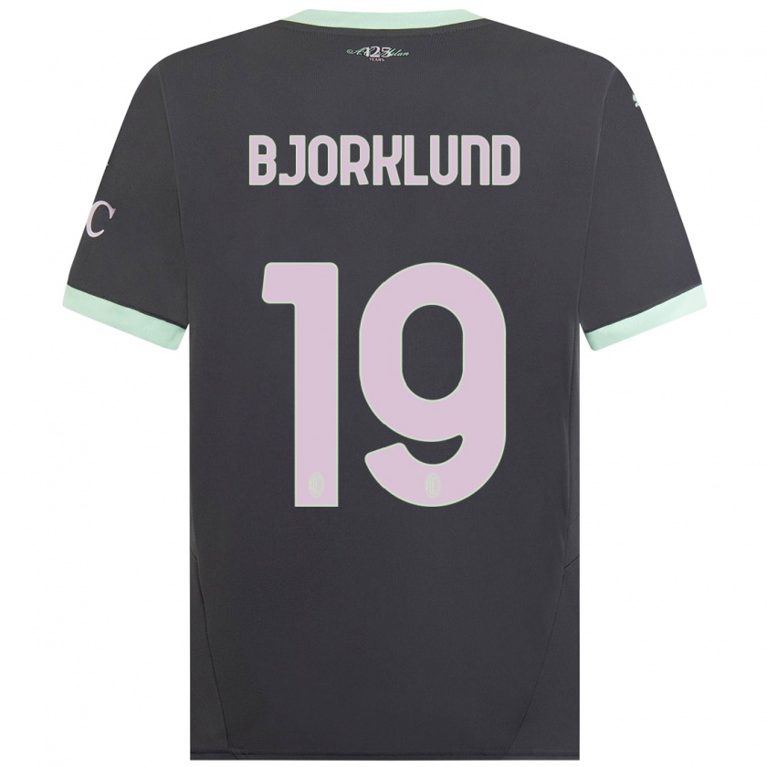 Kandiny Niño Camiseta Lukas Bjorklund #19 Gris Equipación Tercera 2024/25 La Camisa Chile