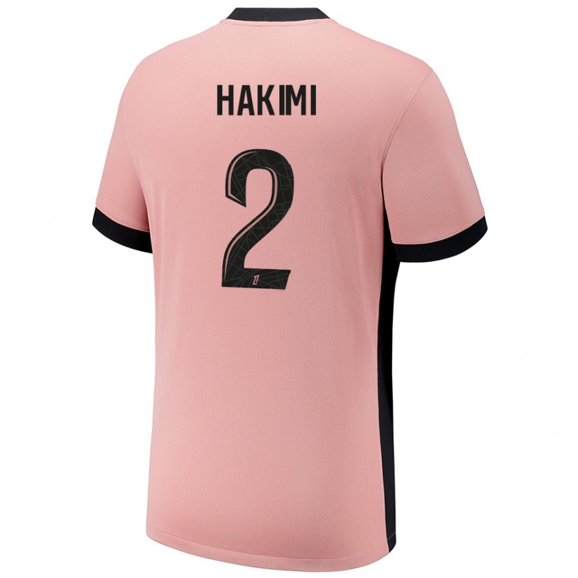 Kandiny Niño Camiseta Achraf Hakimi #2 Rosa Óxido Equipación Tercera 2024/25 La Camisa Chile