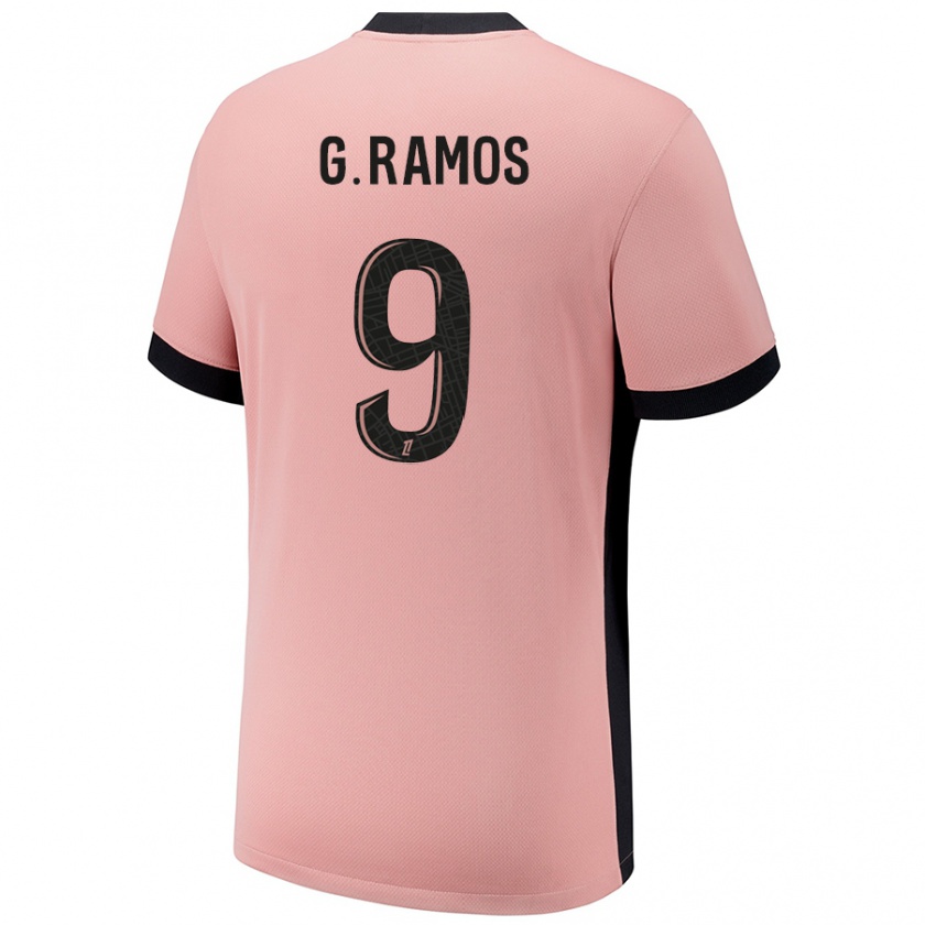 Kandiny Niño Camiseta Gonçalo Ramos #9 Rosa Óxido Equipación Tercera 2024/25 La Camisa Chile