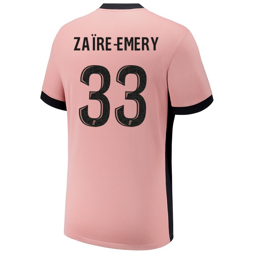 Kandiny Niño Camiseta Warren Zaïre-Emery #33 Rosa Óxido Equipación Tercera 2024/25 La Camisa Chile