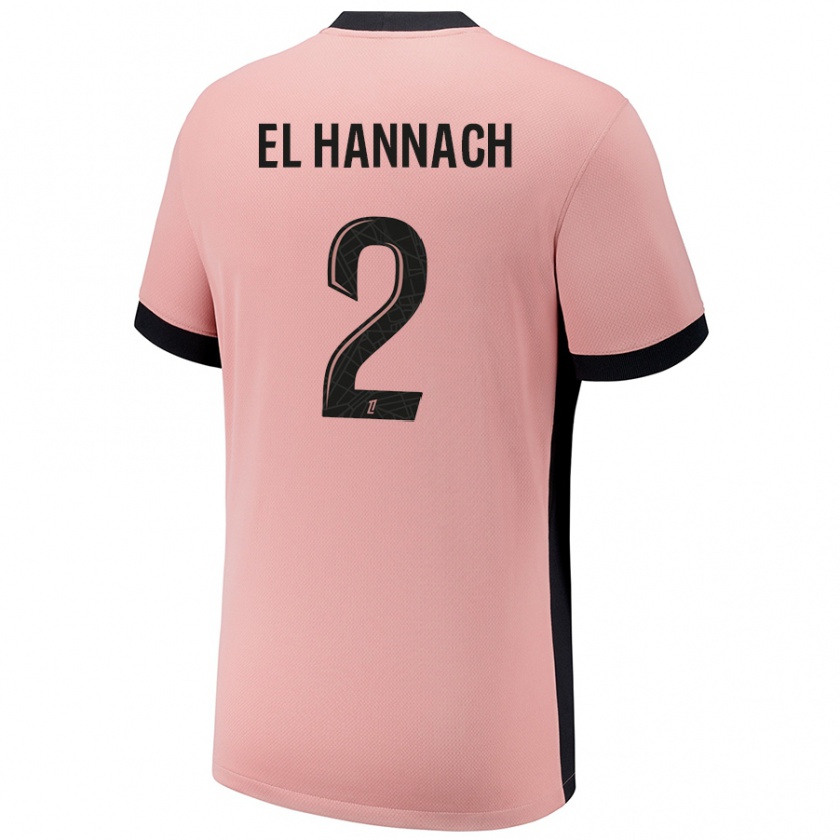 Kandiny Niño Camiseta Naoufel El Hannach #2 Rosa Óxido Equipación Tercera 2024/25 La Camisa Chile