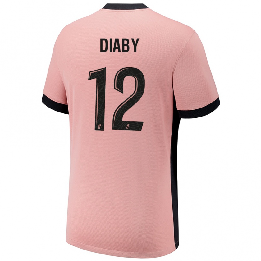 Kandiny Niño Camiseta Ibrahima Diaby #12 Rosa Óxido Equipación Tercera 2024/25 La Camisa Chile