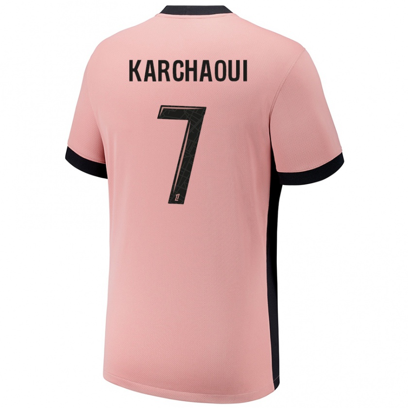 Kandiny Niño Camiseta Sakina Karchaoui #7 Rosa Óxido Equipación Tercera 2024/25 La Camisa Chile