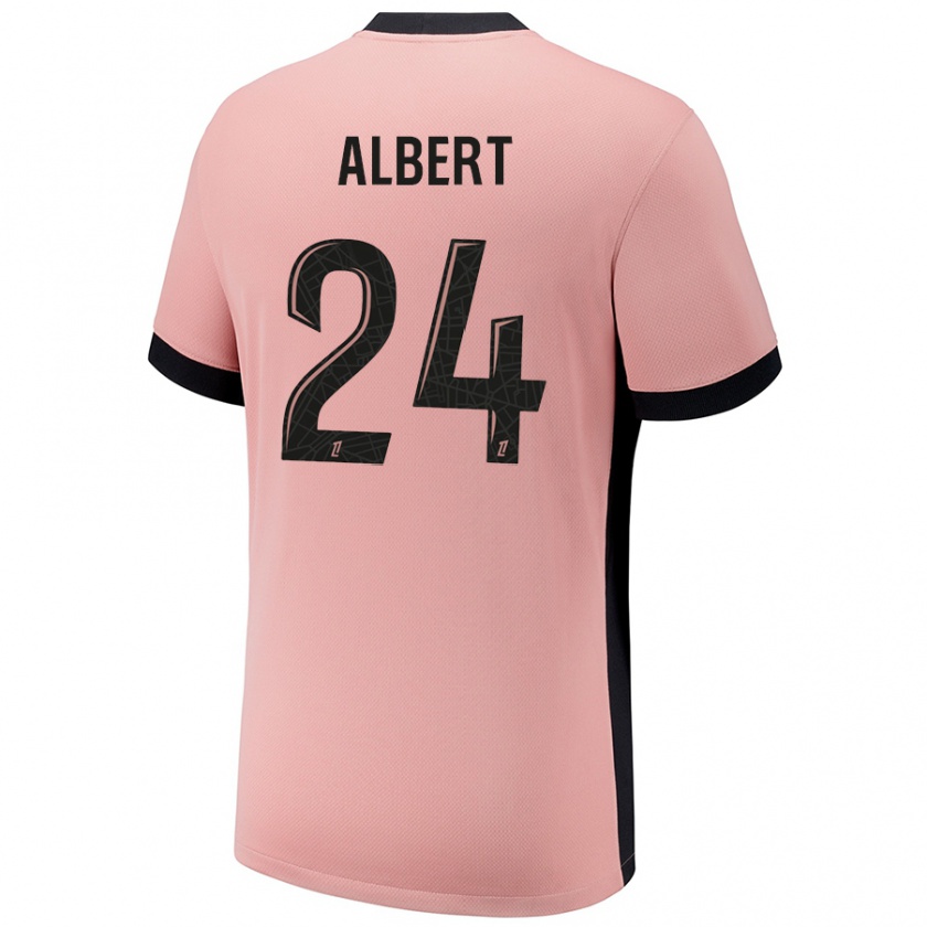 Kandiny Niño Camiseta Korbin Albert #24 Rosa Óxido Equipación Tercera 2024/25 La Camisa Chile