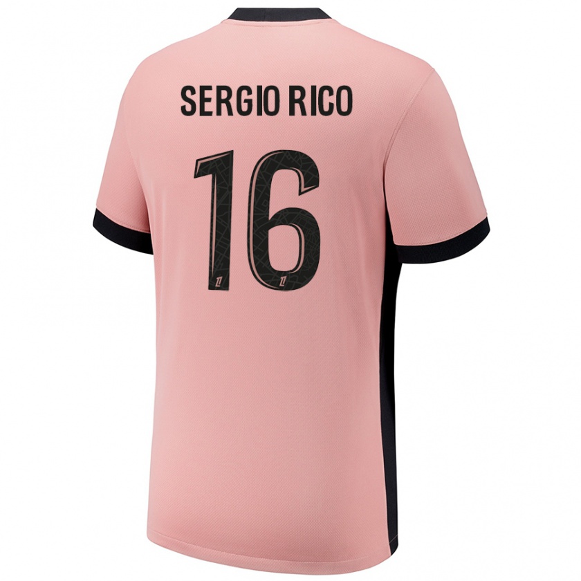 Kandiny Niño Camiseta Sergio Rico #16 Rosa Óxido Equipación Tercera 2024/25 La Camisa Chile