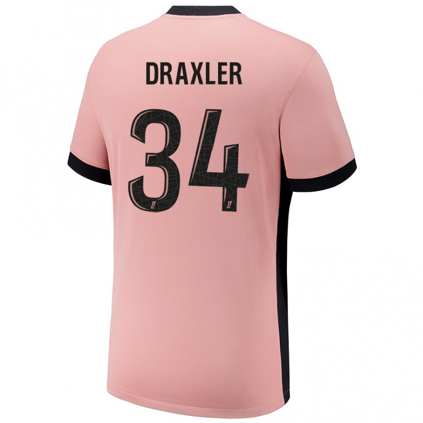 Kandiny Niño Camiseta Julian Draxler #34 Rosa Óxido Equipación Tercera 2024/25 La Camisa Chile