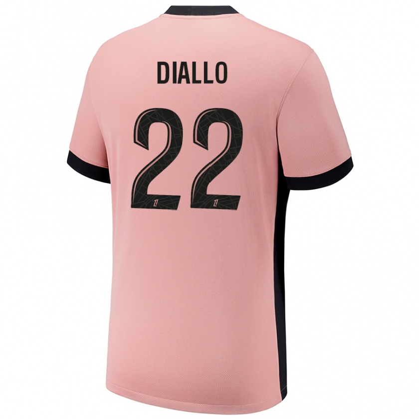 Kandiny Niño Camiseta Abdou Diallo #22 Rosa Óxido Equipación Tercera 2024/25 La Camisa Chile