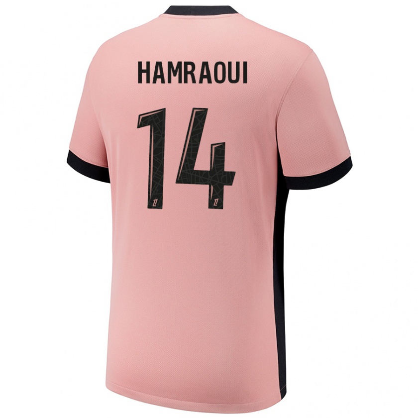 Kandiny Niño Camiseta Kheira Hamraoui #14 Rosa Óxido Equipación Tercera 2024/25 La Camisa Chile