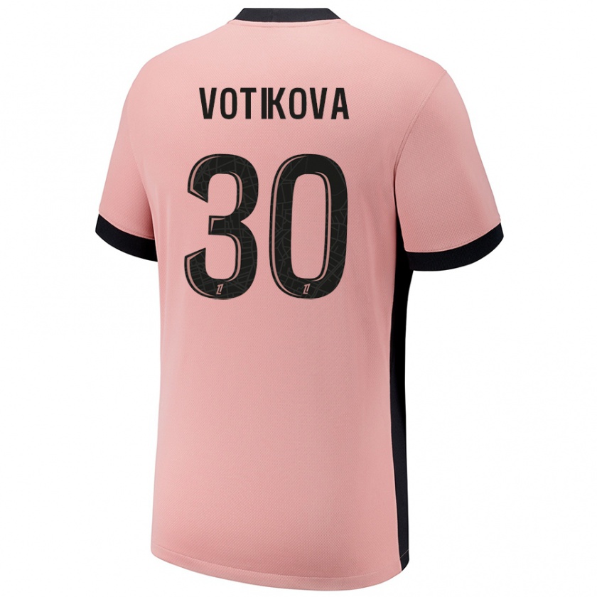 Kandiny Niño Camiseta Barbora Votikova #30 Rosa Óxido Equipación Tercera 2024/25 La Camisa Chile