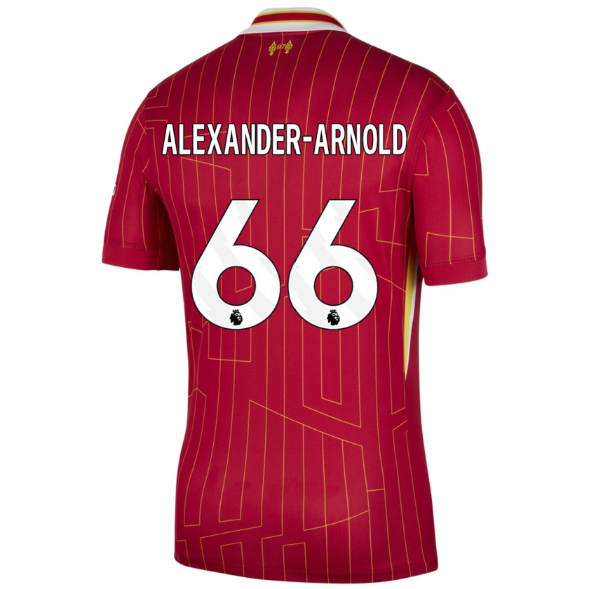 Kandiny Hombre Camiseta Trent Alexander-Arnold #66 Rojo Amarillo Blanco 1ª Equipación 2024/25 La Camisa Chile