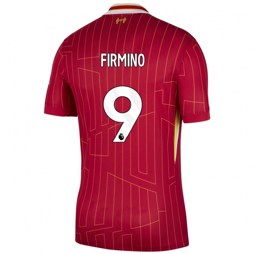 Kandiny Hombre Camiseta Roberto Firmino #9 Rojo Amarillo Blanco 1ª Equipación 2024/25 La Camisa Chile