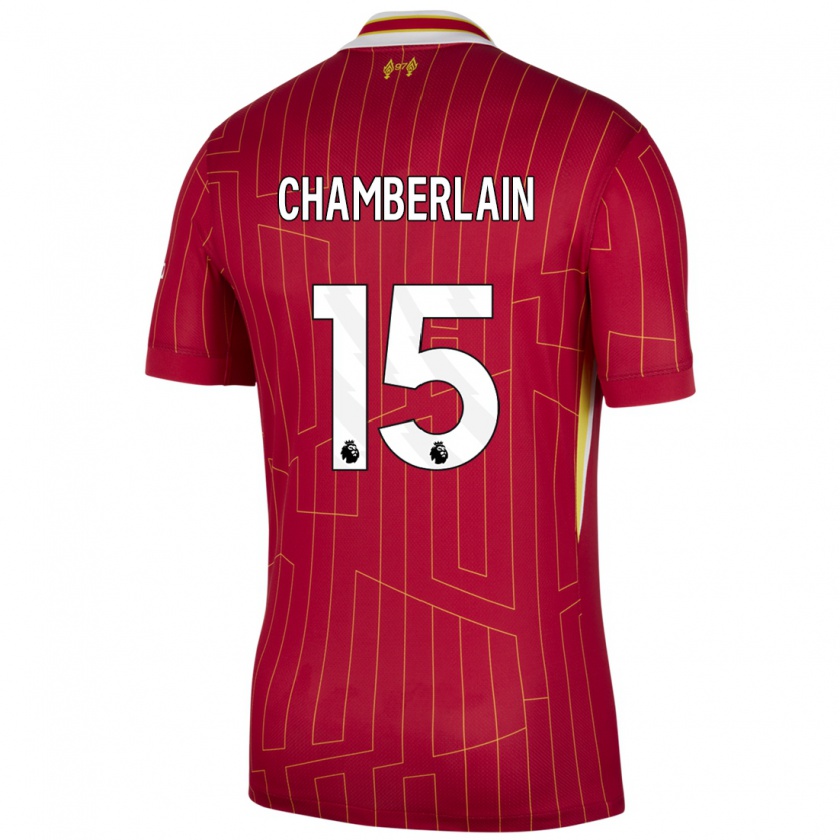 Kandiny Hombre Camiseta Alex Oxlade Chamberlain #15 Rojo Amarillo Blanco 1ª Equipación 2024/25 La Camisa Chile