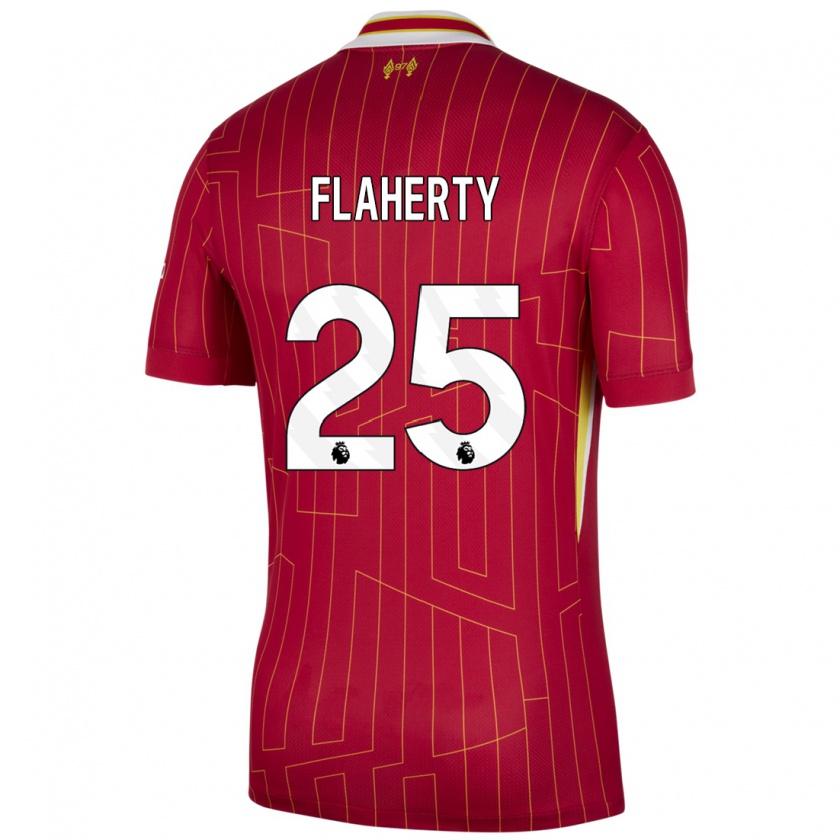 Kandiny Hombre Camiseta Gilly Flaherty #25 Rojo Amarillo Blanco 1ª Equipación 2024/25 La Camisa Chile