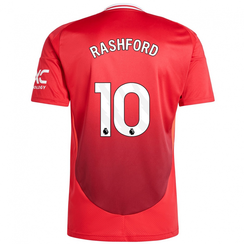 Kandiny Hombre Camiseta Marcus Rashford #10 Rojo Brillante 1ª Equipación 2024/25 La Camisa Chile