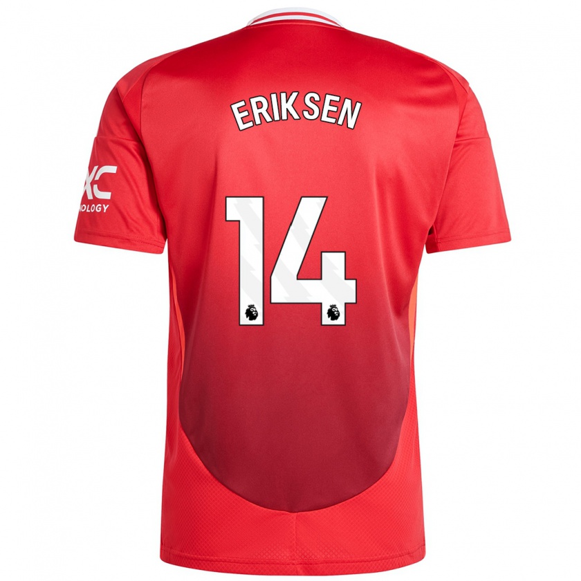 Kandiny Hombre Camiseta Christian Eriksen #14 Rojo Brillante 1ª Equipación 2024/25 La Camisa Chile