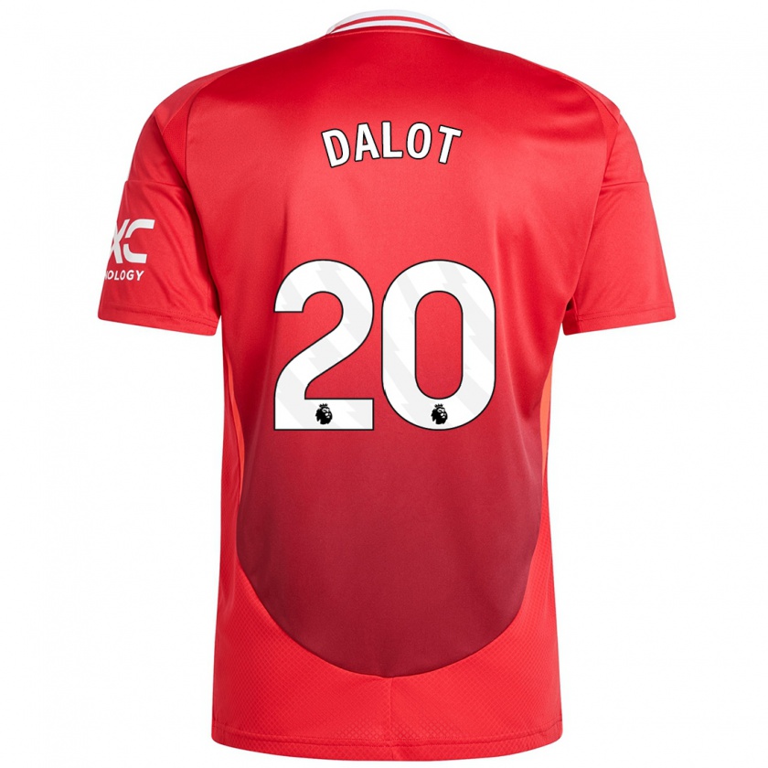 Kandiny Hombre Camiseta Diogo Dalot #20 Rojo Brillante 1ª Equipación 2024/25 La Camisa Chile