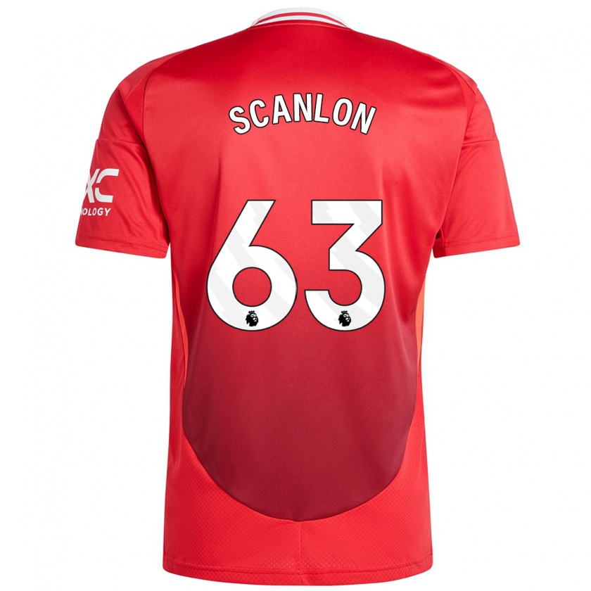 Kandiny Hombre Camiseta James Scanlon #63 Rojo Brillante 1ª Equipación 2024/25 La Camisa Chile