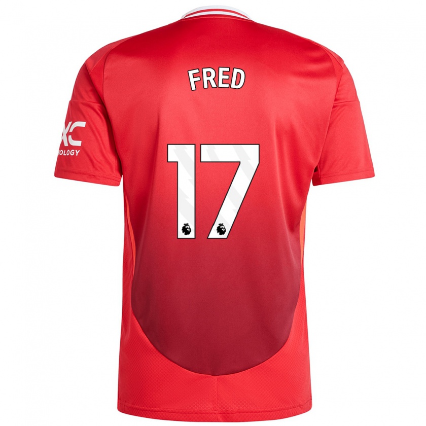 Kandiny Hombre Camiseta Fred #17 Rojo Brillante 1ª Equipación 2024/25 La Camisa Chile