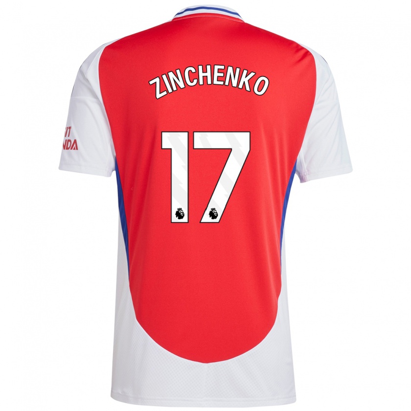 Kandiny Hombre Camiseta Oleksandr Zinchenko #17 Rojo Blanco 1ª Equipación 2024/25 La Camisa Chile