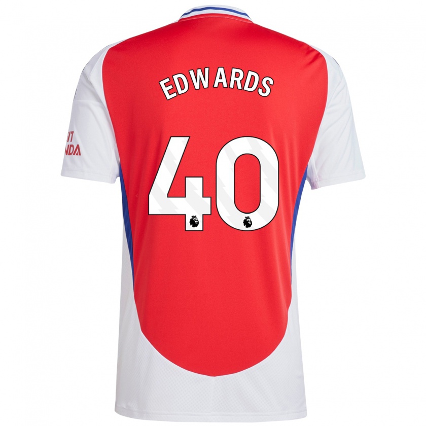 Kandiny Hombre Camiseta Khayon Edwards #40 Rojo Blanco 1ª Equipación 2024/25 La Camisa Chile