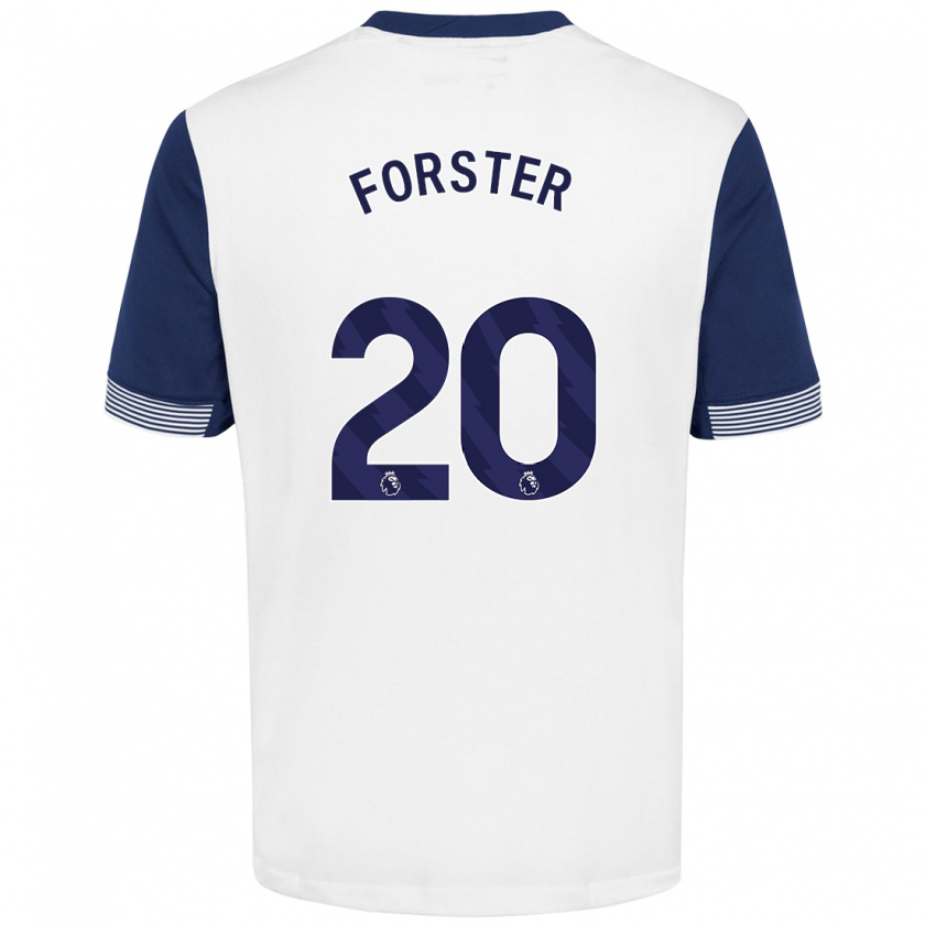 Kandiny Hombre Camiseta Fraser Forster #20 Blanco Azul 1ª Equipación 2024/25 La Camisa Chile