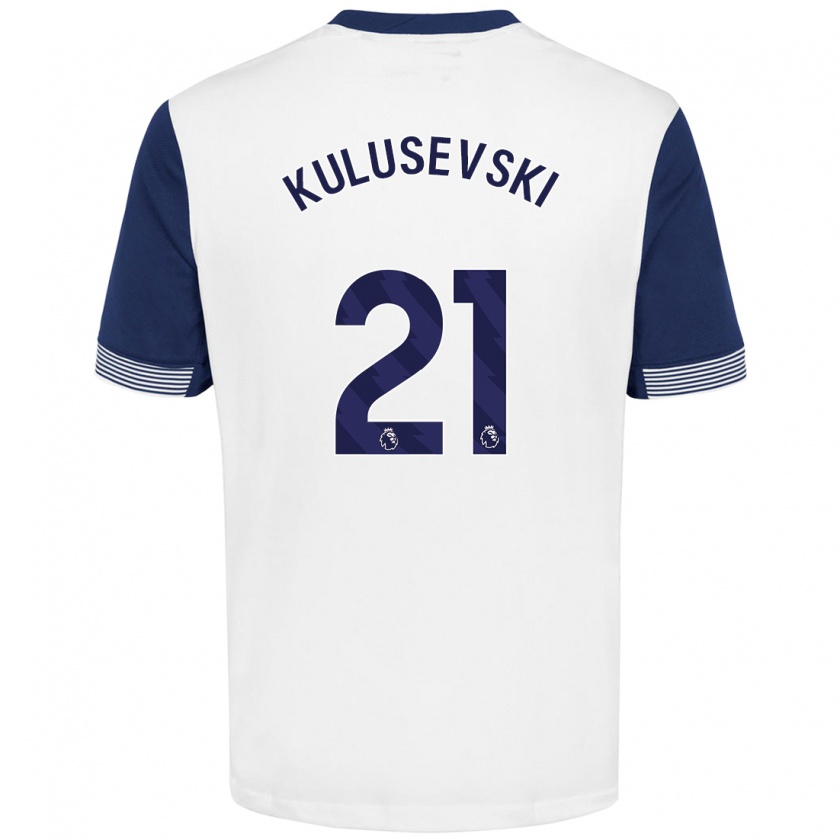 Kandiny Hombre Camiseta Dejan Kulusevski #21 Blanco Azul 1ª Equipación 2024/25 La Camisa Chile