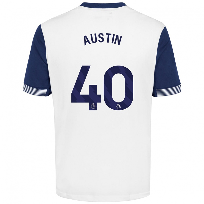 Kandiny Hombre Camiseta Brandon Austin #40 Blanco Azul 1ª Equipación 2024/25 La Camisa Chile