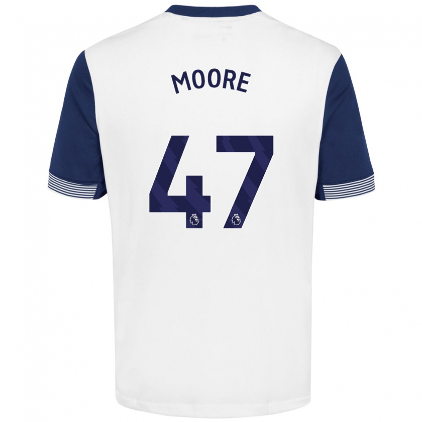 Kandiny Hombre Camiseta Mikey Moore #47 Blanco Azul 1ª Equipación 2024/25 La Camisa Chile