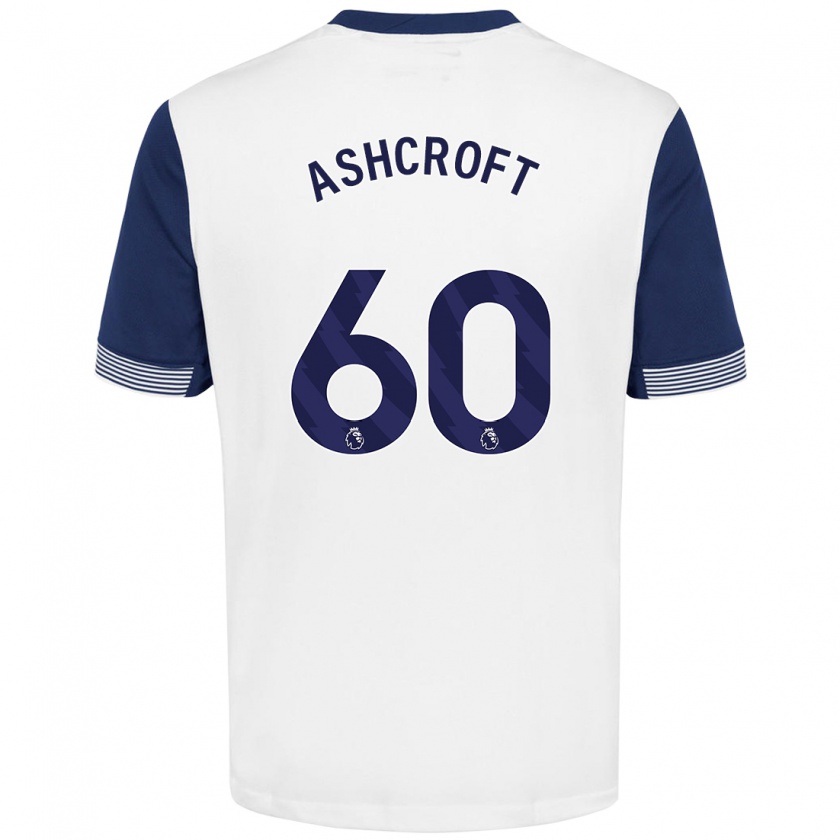 Kandiny Hombre Camiseta Tyrell Ashcroft #60 Blanco Azul 1ª Equipación 2024/25 La Camisa Chile