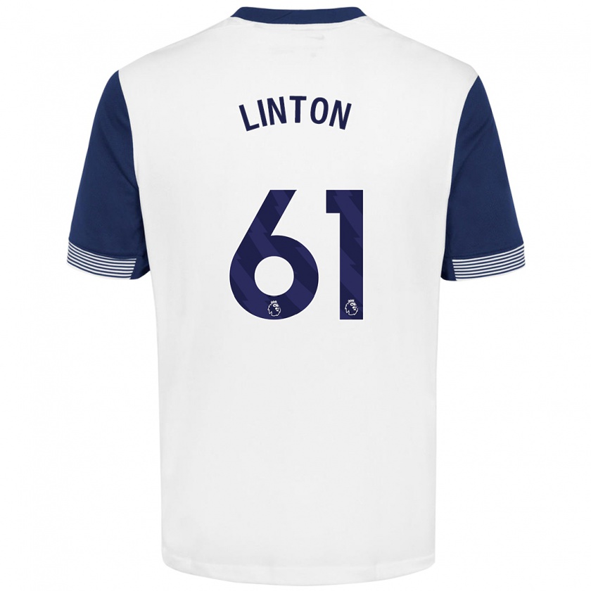 Kandiny Hombre Camiseta Jahziah Linton #61 Blanco Azul 1ª Equipación 2024/25 La Camisa Chile