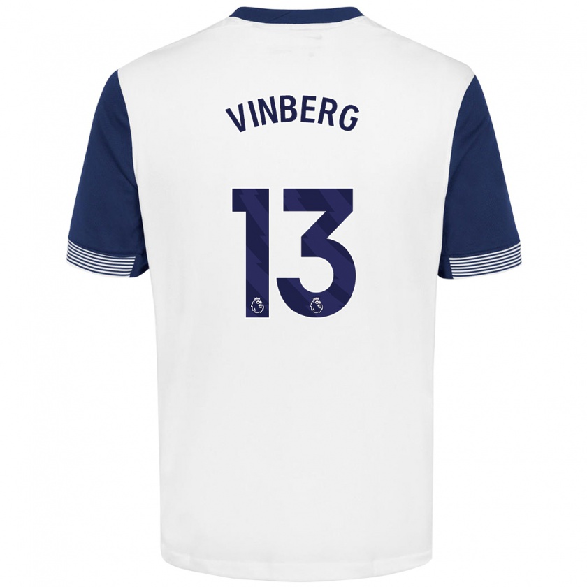 Kandiny Hombre Camiseta Matilda Vinberg #13 Blanco Azul 1ª Equipación 2024/25 La Camisa Chile