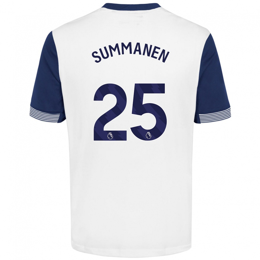 Kandiny Hombre Camiseta Eveliina Summanen #25 Blanco Azul 1ª Equipación 2024/25 La Camisa Chile